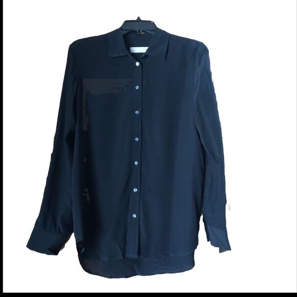 Everlane The Clean Silk Relaxed Button Down Shirt Black - 4 - Picture 1 of 14